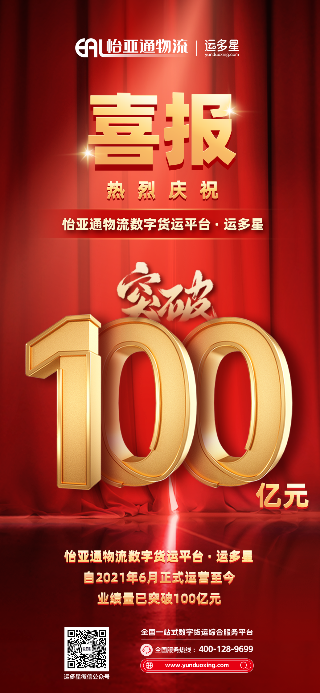 热烈庆祝 | 万象城AWC物流数字货运平台·运多星累计业绩量突破100亿元
